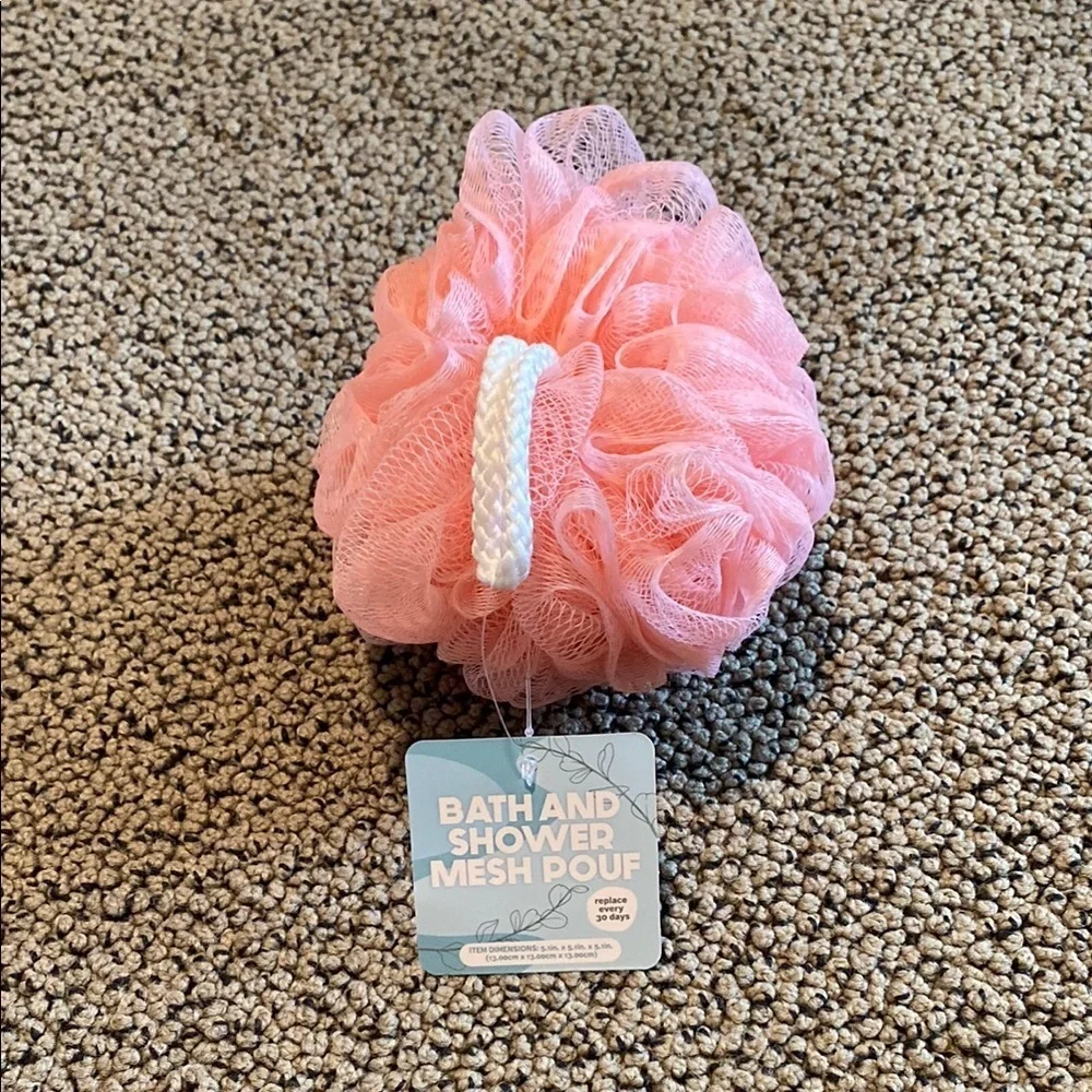 Pink Bath and Shower Mesh Pouf